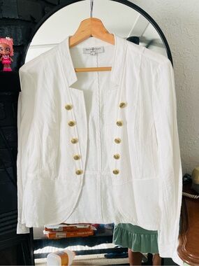 Kate rosy White Double-Breasted Military-Style Jacket